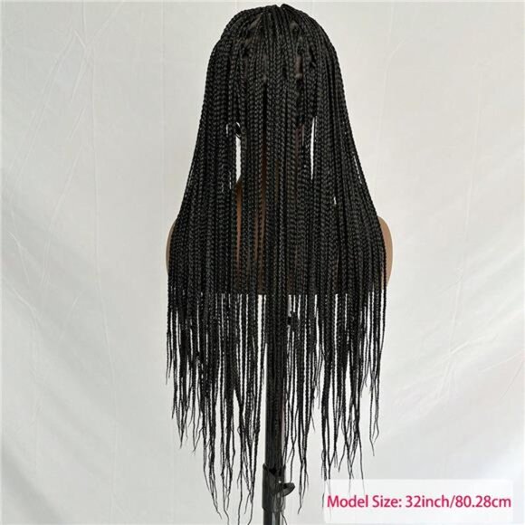 32" Full Double Lace Front Braid Wig - Hand Crochet Braided Wig, Knotless - Picture 8 of 12